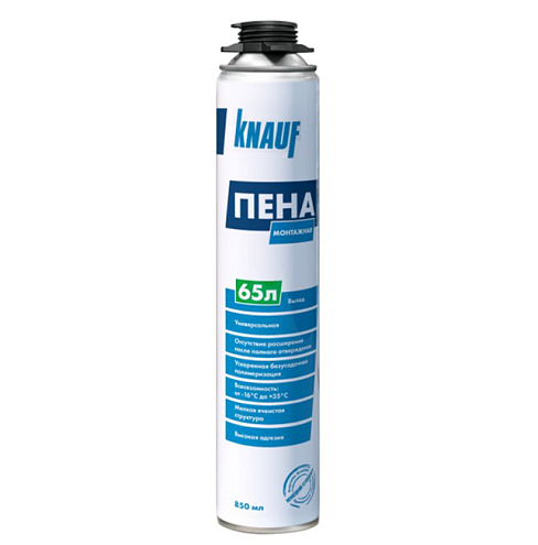 КНАУФ-Пена монтажная 65л., 850мл: фотография 1