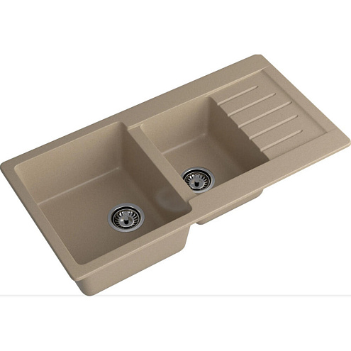 Мойка GRANFEST GF-P980KL  2 чаши+крыло 980х510мм песок: фотография 1