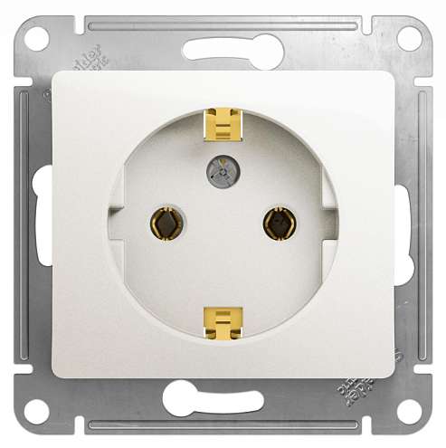 Розетка 1-местная Glossa 16А IP20 с заземлением механизм перламутр Systeme Electric GSL000643: фотография 1