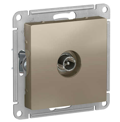 Механизм розетки TV AtlasDesign проходной 4дБ шампань Systeme Electric ATN000592: фотография 1