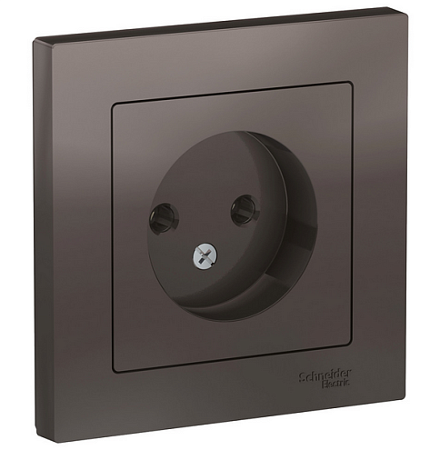 Розетка ATLAS DESIGN без заземл. 16А в сборе мокко SchE ATN000640: фотография 1
