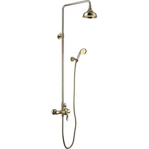 Смеситель Lemark &quot;Брава&quot; LM4760G для душа с верхней душевой лейкой &quot;Тропический дождь&quot; и лейка 1 режим золото: фотография 1