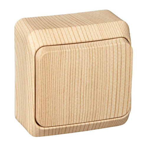 Выключатель 1-кл ОП Этюд Дача 10А IP20 сосна SE BA10-001D: фотография 1