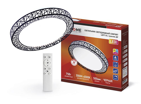 Светильник светодиодный COMFORT Loft-B 75Вт 230В 3000-6500К 6000лм 500х100мм с пультом ДУ IN HOME 4690612035116: фотография 1