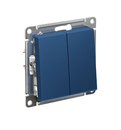 Выключатель 2-клавишный AtlasDesign (сх.5) 10AX механизм аквамарин Systeme Electric ATN001151: фотография 1