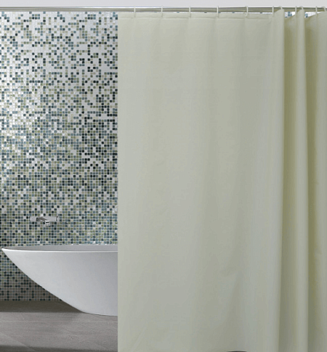 Занавеска-штора для ванн 180х180 "ZALEL" эконом 0001А Бежевый с кольцами: фотография 1
