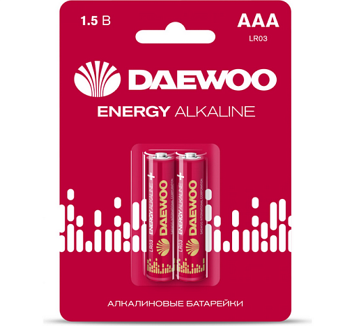 Элемент питания алкалиновый AAA/LR03 1.5В Energy Alkaline 2021 BL-2 (уп.2шт) DAEWOO 5029873: фотография 1