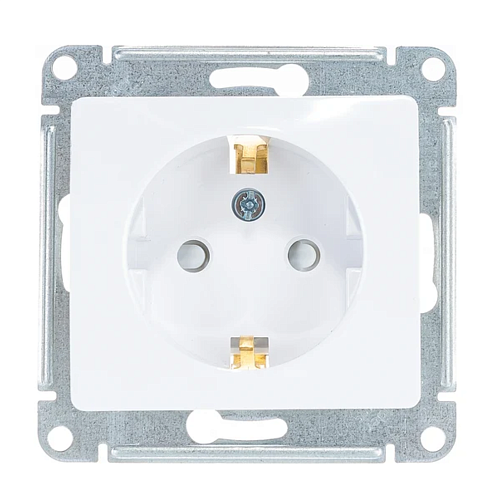 Розетка 1-м СП Glossa 16А IP20 с заземлением, с защитными шторками механизм белая SE GSL000145: фотография 1