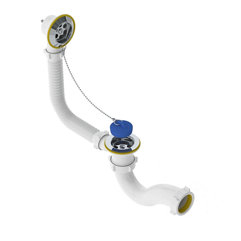 Сифон для ванны 1 1/2&quot; с выпуском и переливом V110-АК-ЛМ Санденсант: фотография 1