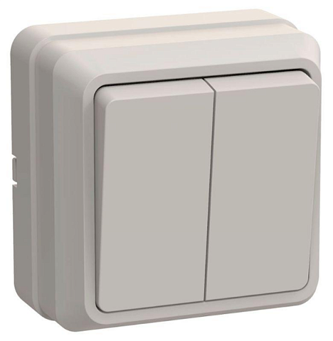 Выключатель 2-кл. ОП Октава 10А IP20 ВС20-2-0-ОКм крем. IEK EVO20-K33-10-DC: фотография 1