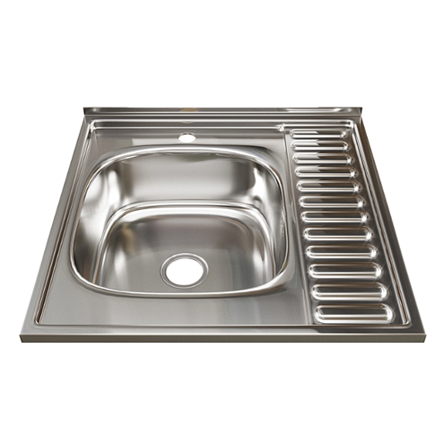 Мойка 600х600 левый выпуск 3 1/2&quot; MIXLINE 180 мм с сифоном: фотография 1