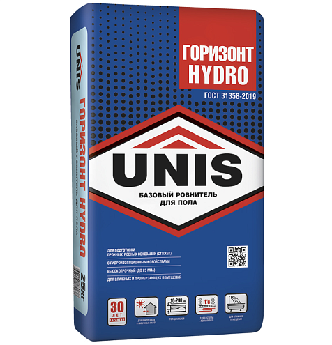 Ровнитель высокопрочный базовый Unis ГОРИЗОНТ HYDRO F-38 (10-200мм) 25кг: фотография 1