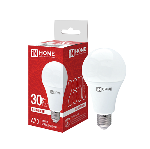 Лампа светодиодная LED-A70-VC 30Вт грушевидная 230В Е27 4000К 2850Лм IN HOME 4690612024141: фотография 1