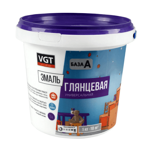 Эмаль ВГТ ВД-АК-1179 универсальная  Глянцевая Супербелая  1кг : фотография 1