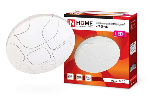 Светильник светодиодный DECO ГЛОРИЯ 24Вт 230В 6500К 1560лм 300мм IN HOME 4690612025094: фотография 1