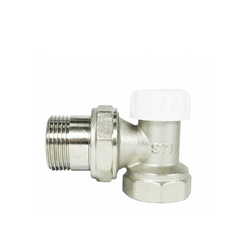 Клапан запорный угловой с американкой, для радиатора 1/2&quot; STI: фотография 1