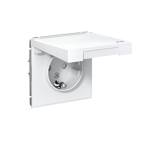 Розетка ArtGallery 16А IP44 с заземлением защитные шторки с крышкой механизм белый Systeme Electric GAL440146: фотография 1