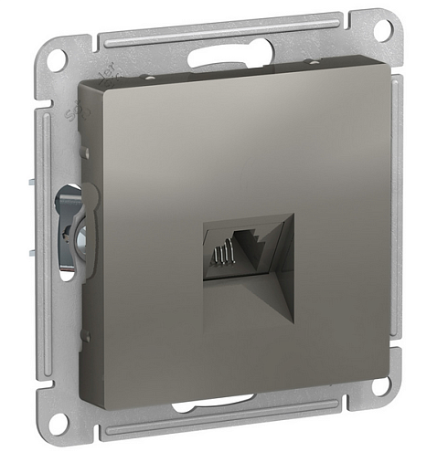 Механизм розетки телефонной 1-м СП ATLAS DESIGN RJ11 сталь SchE ATN000981: фотография 1