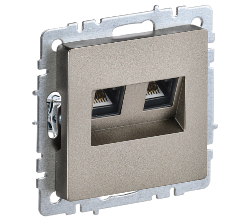 Розетка компьютерная двойная Brite RJ45 кат.5E РК10-2-БрШ шампань IEK BR-K20-1-K37: фотография 1