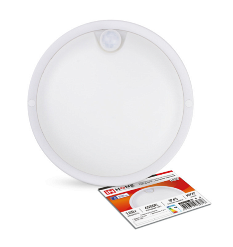 Светильник светодиодный герметичный СПП-Д-КРУГ 12Вт 230В 6500К 960Лм с датч. движ. IP65 IN HOME 4690612032818: фотография 1