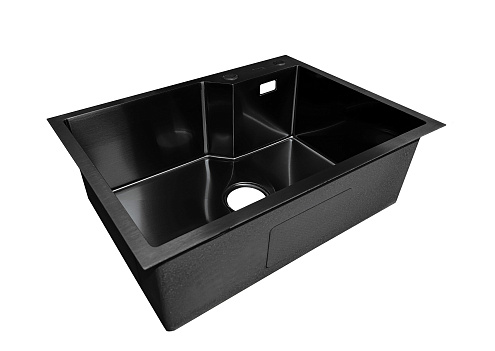 Мойка нерж врезная SANTREK AQUA 650х480х220 толщина 3,0 графит D6548HB (+ сифон + дозатор) + Коландер 420х220: фотография 1