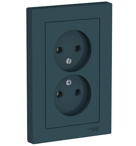 Розетка 2-м ATLAS DESIGN без заземл. 16А в сборе изумруд SchE ATN000820: фотография 1