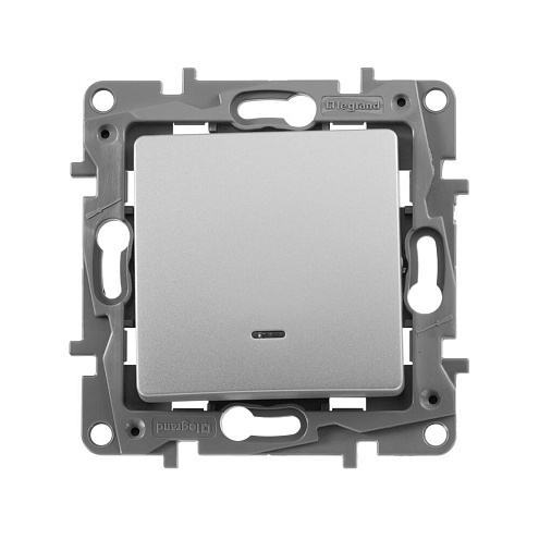 Механизм переключателя 1-кл. СП Etika с подсветкой авт. алюм. Leg 672415: фотография 1