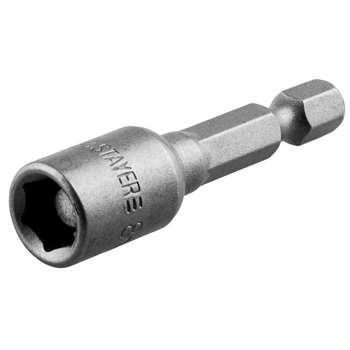 Бита NutDriver  8мм, с торцевой головкой, магнитная, 50мм, СrV сталь, Е 1/4&quot;, STAYER: фотография 1