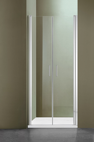 Душевое ограждение SANTREK AQUA Luna- 2DP-900-C-Chrome 900х1850 прямое стекло прозрачное 5мм, профиль Хром: фотография 1