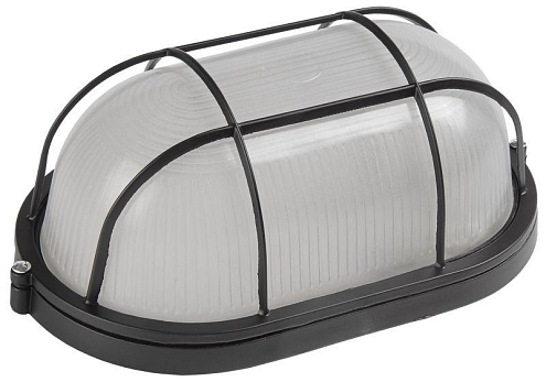 Светильник НПП 1402 60Вт E27 IP54 черн. овал с решеткой IEK LNPP0-1402-1-060-K02: фотография 1