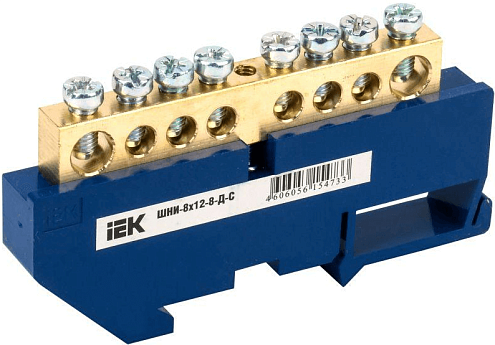 Шина нулевая на DIN-изол. ШНИ 8х12-8-Д-С IEK YNN10-812-8D-K07: фотография 1