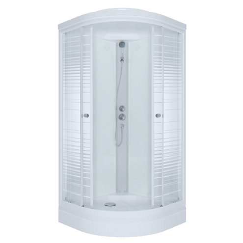 Душевая кабина &quot;Стандарт 90х90 А3&quot; ДН4 Полосы полукруг, низкий поддон, сифон D90мм: фотография 1