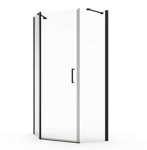 Душевое ограждение SANTREK AQUA Luna- PNT-1000-C- Matt Black 1000х1000х1850 стекло прозрачное 5мм, профиль Чёрный: фотография 1
