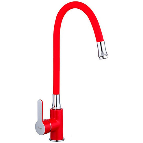 Смеситель для кухни 35к F4043 FRAP гибкий излив, гайка, боковая, красный: фотография 1