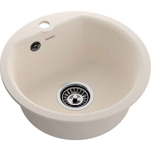 Мойки GRANFEST SMART SM435 (мрамор) 1 чаша D435 мм белый без сифона: фотография 1