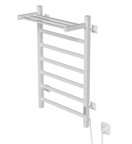Полотенцесушитель Mixline Triumph  80х50 таймер, 558 Вт, 6 перекладин + полка, электрический белый: фотография 1