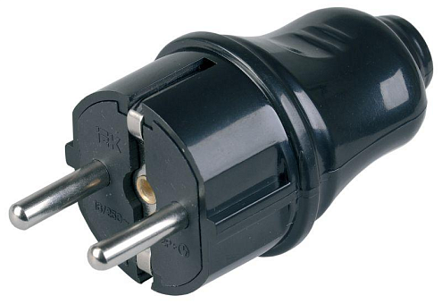 Вилка разборная прямая ВПп10-02-Ст с заземляющим контактом 16А черная IEK EVP10-16-01-K02: фотография 1