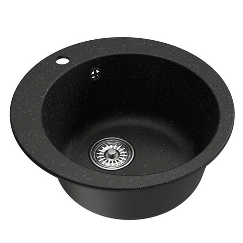 Мойкa ML-GM13 круглая, черная (308), 495 мм глубина чаши 200 мм: фотография 1