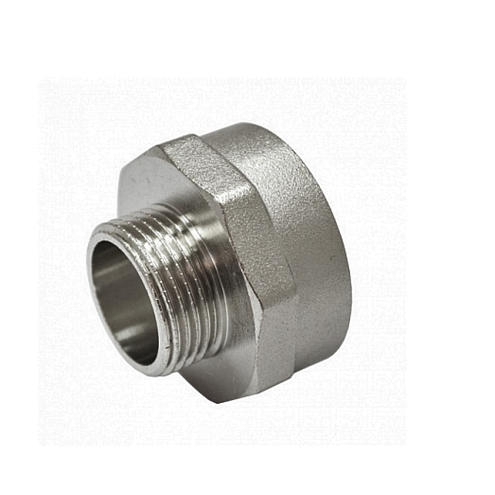 Переходник латунный 1&quot;х1/2&quot; ВН никелированный STI: фотография 1