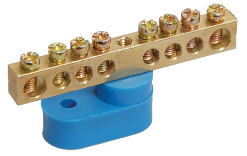 Шина нулевая ШНИ-6х9-8-У1-С на одном угловом изоляторе IEK YNN10-69-8C1-K07: фотография 1