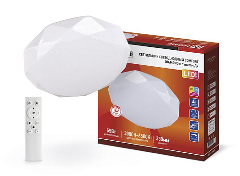 Светильник светодиодный COMFORT DIAMOND 55Вт 230В 3000-6500К 4400лм 330х80мм с пультом ДУ IN HOME 4690612035048: фотография 1