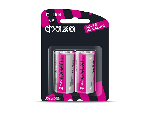 Элемент питания алкалиновый LR14 Super Alkaline BL-2 (уп.2шт) ФАZА: фотография 1