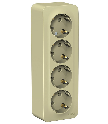 Розетка 4-м ОП Blanca 16А IP20 250В с заземл. защ. шторки с изолир. пластиной беж. SchE BLNRA011417: фотография 1