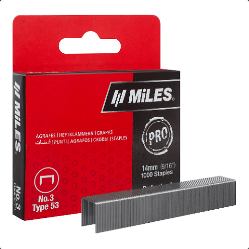 Скобы тип 53, 14мм, 1000шт, MiLES: фотография 1