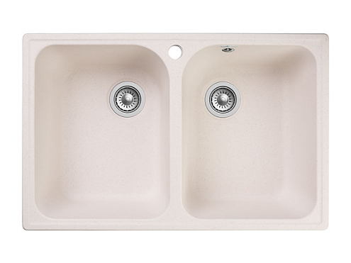 Мойка GRANFEST QUARZ (ECO) 15 РОНДО 2 чаши 740х480 мм белый без сифона: фотография 1