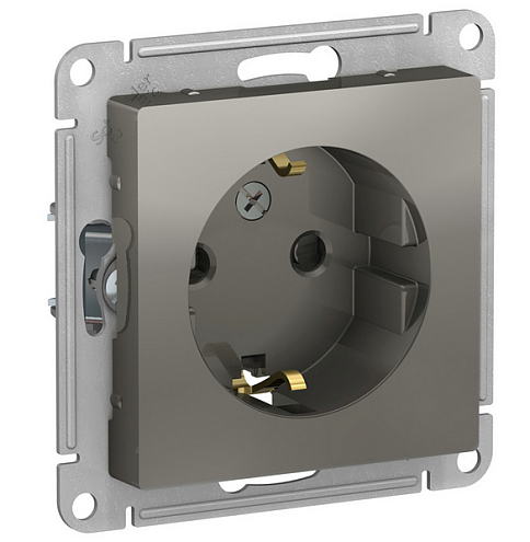 Механизм розетки 1-м СП ATLAS DESIGN с заземл. защ. шторки 16А сталь SchE ATN000945: фотография 1