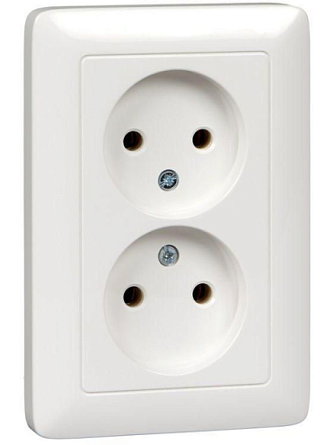 Розетка 2-м СП Хит 16А IP21 без заземл. без защ. шторок бел. SchE RS16-235-B: фотография 1