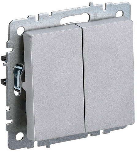 Выключатель проходной 2-кл. СП BRITE ВС10-2-6-БрА 10А алюм. IEK BR-V22-0-10-K47: фотография 1