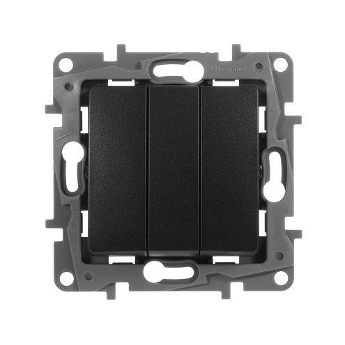 Механизм выключателя 3-кл. СП Etika 10А IP20 винт. зажим антрацит Leg 672613: фотография 1