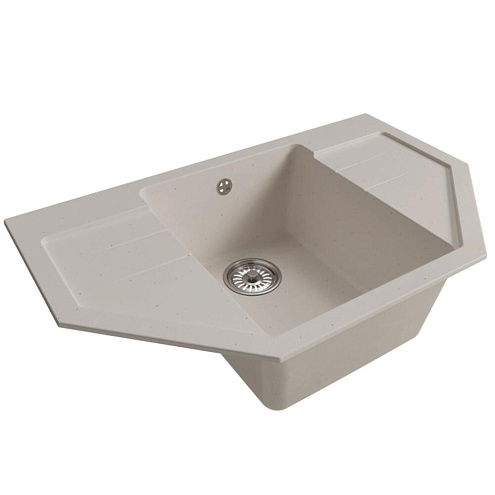 Мойка ML-GM24 угловая с крылом, белая (331), 790х490х200 мм: фотография 1